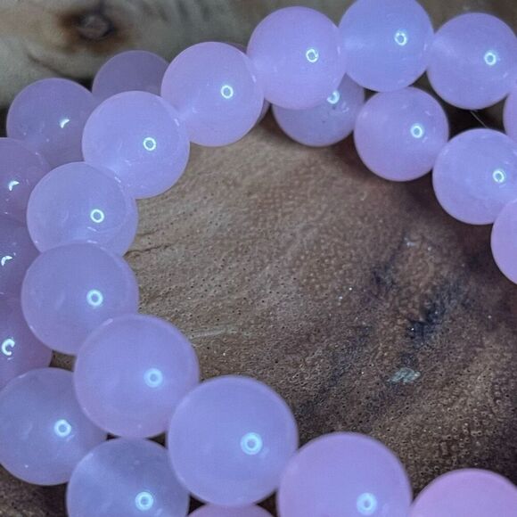 Rose quartz stretch bracelet large beads 10mm beaded 7” crystal healing - Picture 4 of 8
